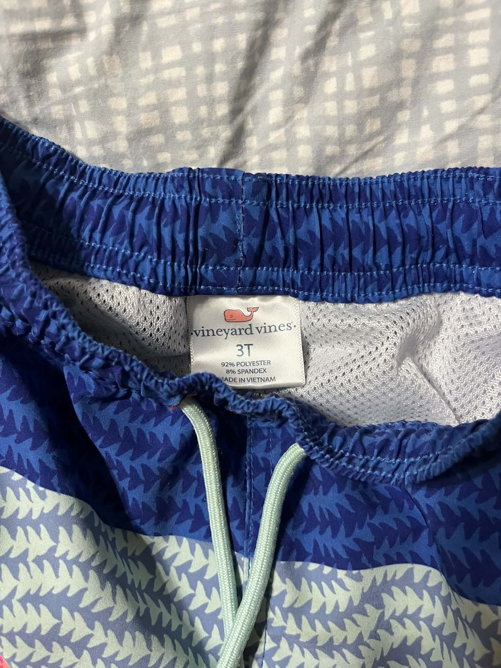 Vineyard Vines Boys Blue Shark Print Swim Trunks